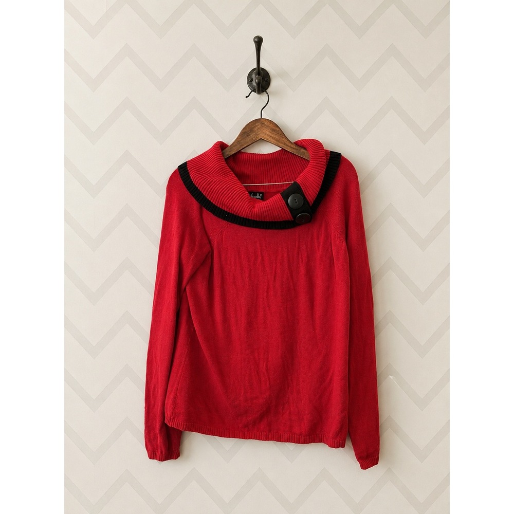 Vintage Rafaella Cowl Neck Sweater Button Accent Preppy Academia Aesthetic